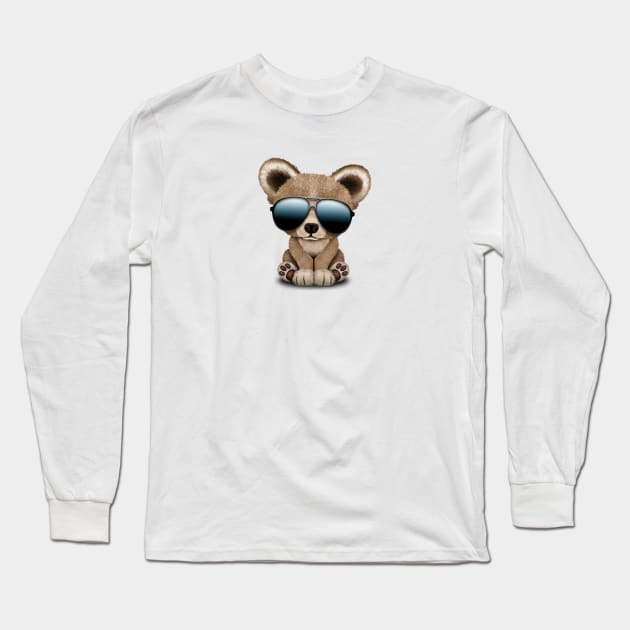 Cute Baby Bear Wearing Sunglasses Long Sleeve T-Shirt by jeffbartels